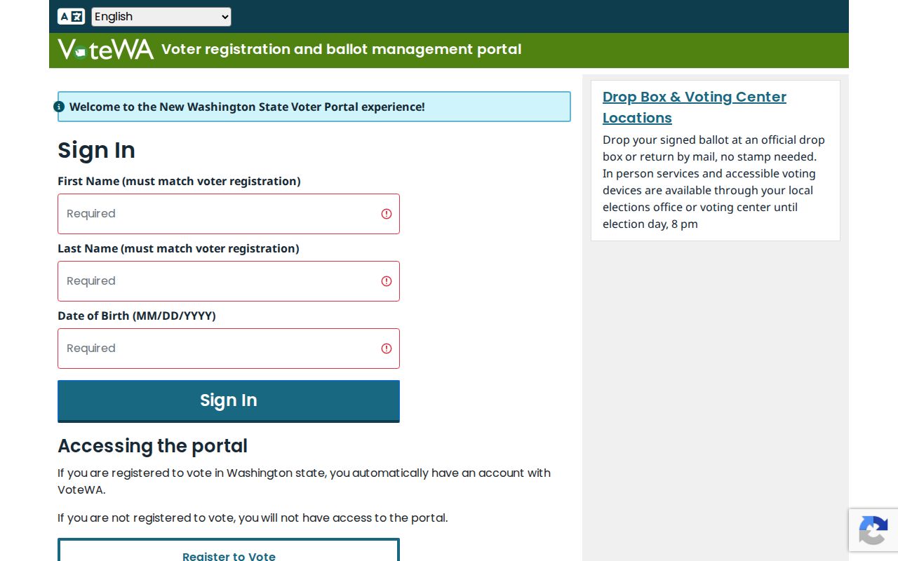 VoteWA authorized voter lookup for Bellingham