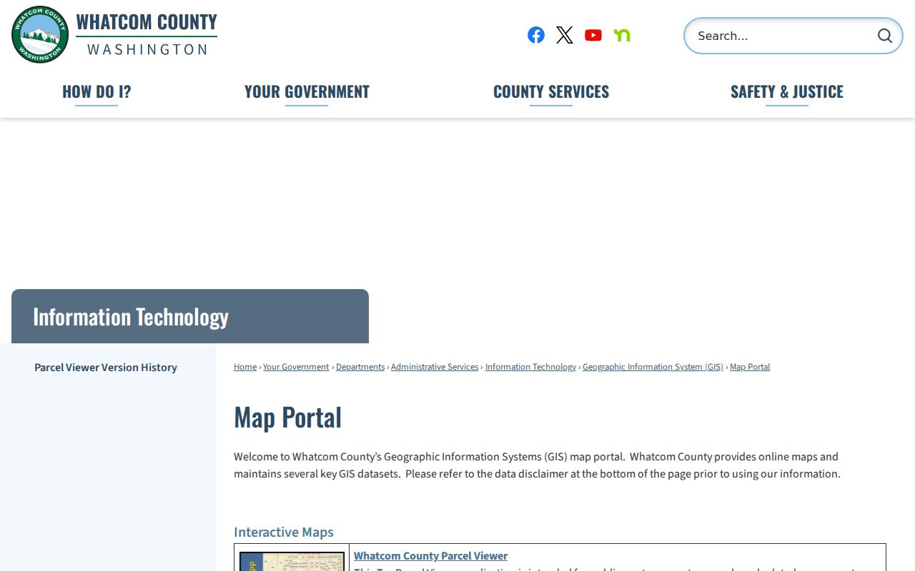 Whatcom County Map Portal used for Bellingham parcel and district research