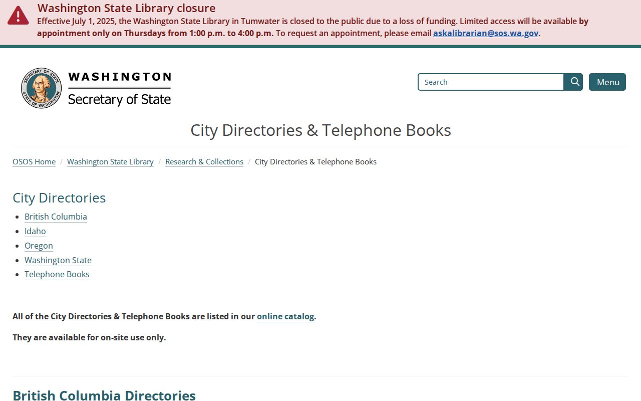 Bellingham city directory Washington State Library holdings