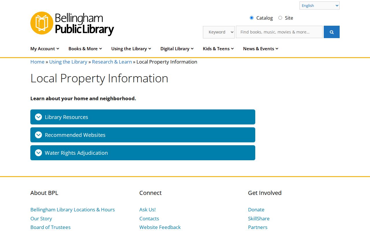 Bellingham Public Library local property and directory research resources